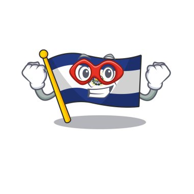 El Salvador bayrağının resmi. Süper kahraman gibi giyinmiş.