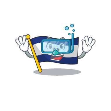 Maskotta el Salvador bayrağı var. Dalış gözlüğü takıyor.