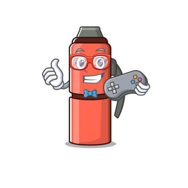 Komik inek oyuncu termos şişe çizgi film karakteri tarzı