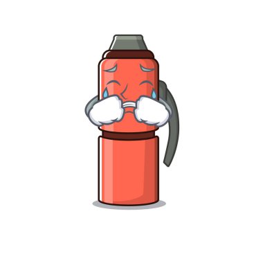 Üzgün Ağlayan Termos Şişesi Çizgi film karakteri tasarımı