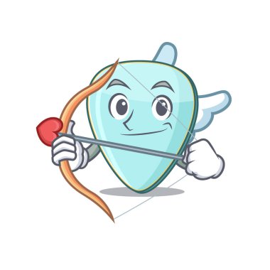 Romantik gitar plectrum ok ve kanatlı Cupid çizgi film karakteri