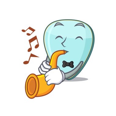 trompetle gitar plectrum performansının çizgi film karakteri stili