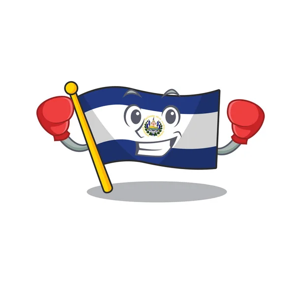 สุขสันต์วันมวยธงเอลซัลวาดอร์ Scroll mascot สไตล์ตัวละคร — ภาพเวกเตอร์สต็อก