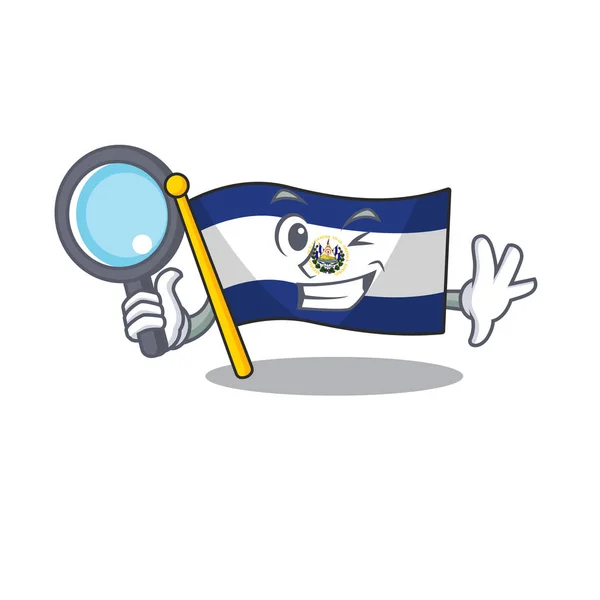 Akıllı bayrak El Salvador Dedektif çizgi film karakteri tasarımı — Stok Vektör