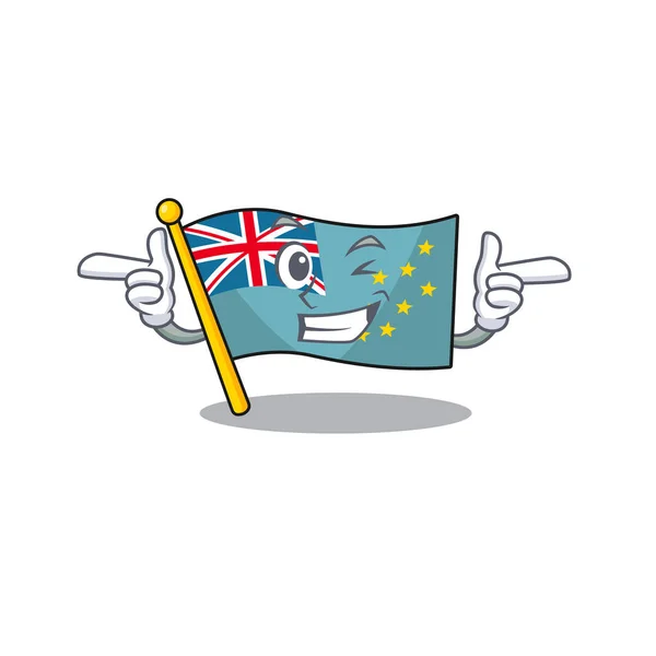 Zászló tuvalu Scroll kabala rajzfilm design Wink eye — Stock Vector