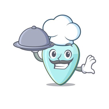 Bir şef olarak gitar plectrum dizaynı tepside yemek yemek