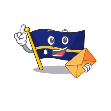 Mutlu yüz bayrağı nauru Parşömen maskot tasarımı zarflı