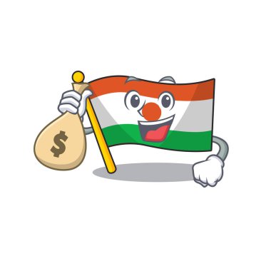 Gülen bayrak Nijer Para çantalı çizgi film karakteri