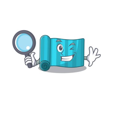 Akıllı yoga şiltesi. Dedektif çizgi film karakteri tasarımı.