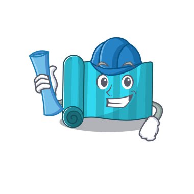 Neşeli Mimar yoga yatağı Mavi baskı ve mavi kaskla parşömen