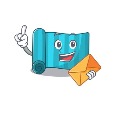 Mutlu yüz yoga yatağı. Zarflı maskot tasarımı.