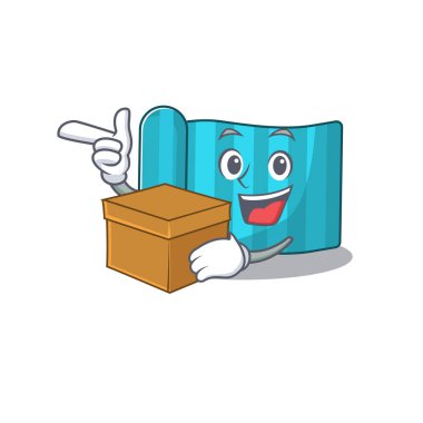 Yoga şiltesi. Çizgi film karakteri kutu getiriyor.