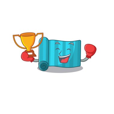 Süper havalı Boks Şampiyonu yoga yatağı Maskot çizgi film tasarımı