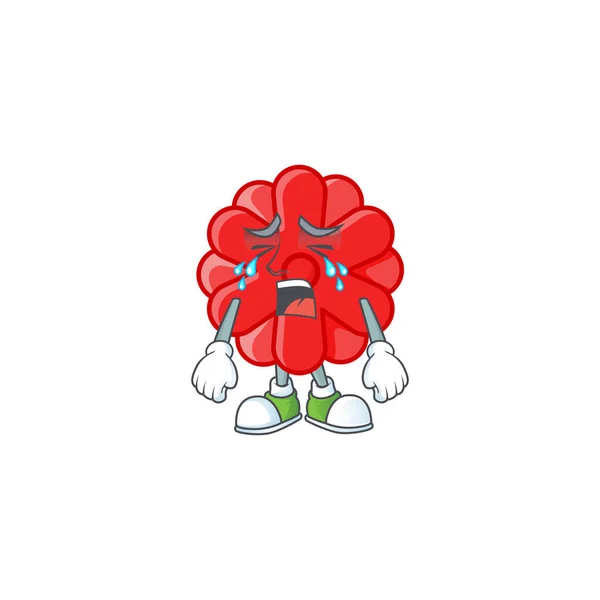 Sad of chinese red flower cartoon mascot style — 스톡 벡터