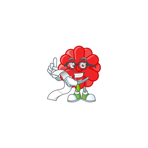 Sebuah karakter kartun lucu bunga merah cina dengan menu - Stok Vektor