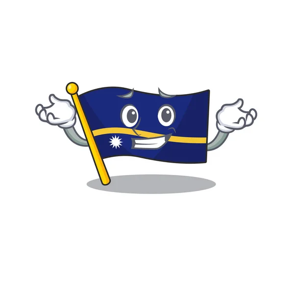 Leuke en koele grijnzende vlag nauru Scroll mascotte cartoon stijl — Stockvector