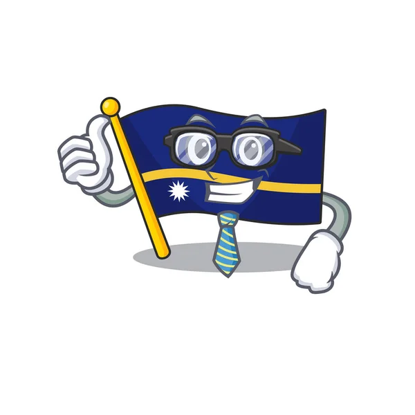 Cool Zakenman vlag nauru Scroll stripfiguur met bril — Stockvector