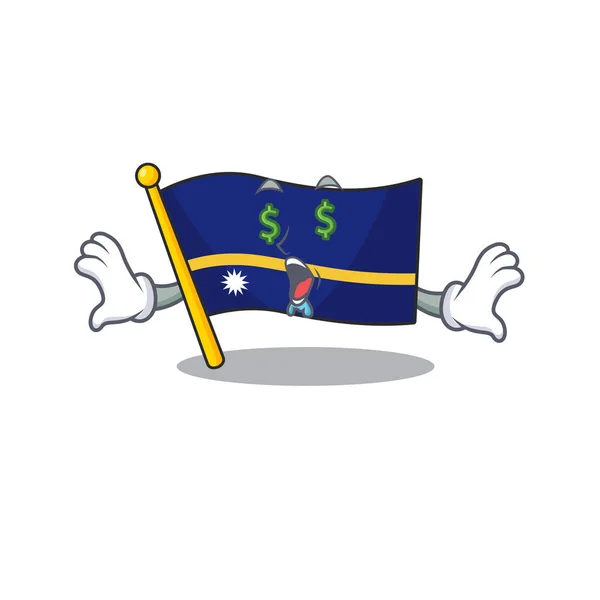Flagga nauru Rulla med pengar öga tecknad karaktär stil — Stock vektor