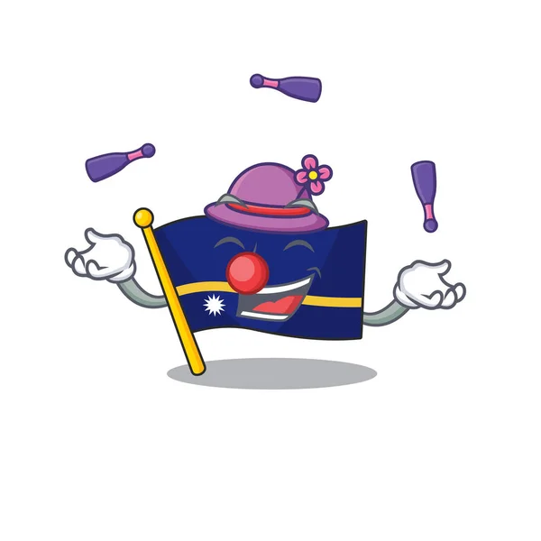 Cool flag nauru Scroll mascote estilo cartoon jogando malabarismo — Vetor de Stock