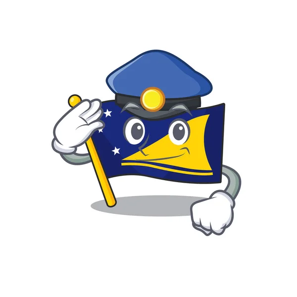 Flag tokelau Scroll Cartoon mascot style as a Police officer — 스톡 벡터