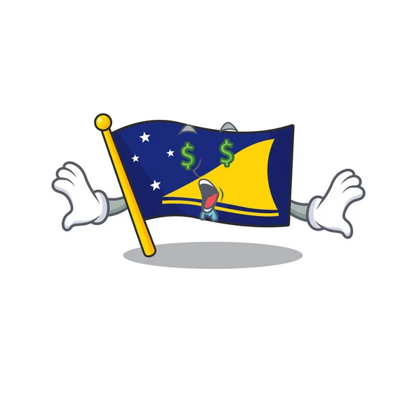 Σημαία tokelau Κύλιση με χρήματα μάτι κινουμένων σχεδίων στυλ χαρακτήρα — Διανυσματικό Αρχείο