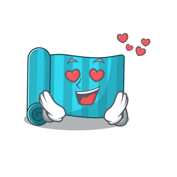 Falling In love cute yoga mattress Scroll cartoon mascot design — 스톡 벡터