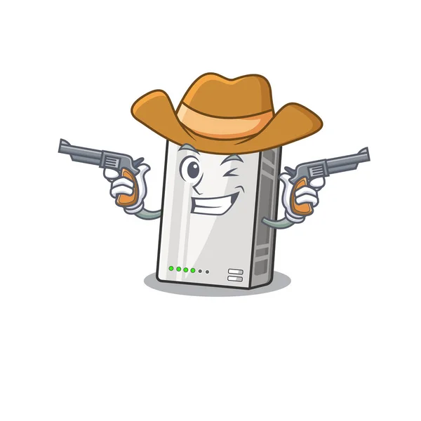 Power bank dressed as a Cowboy having guns — Stock Vector