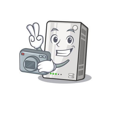 Kameralı havalı fotoğrafçı güç bankası karakteri