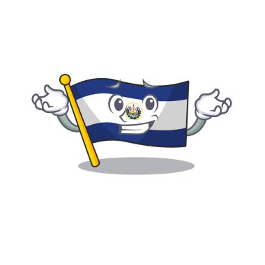 Şirin ve havalı sırıtan bayrak El Salvador Maskot tarzı