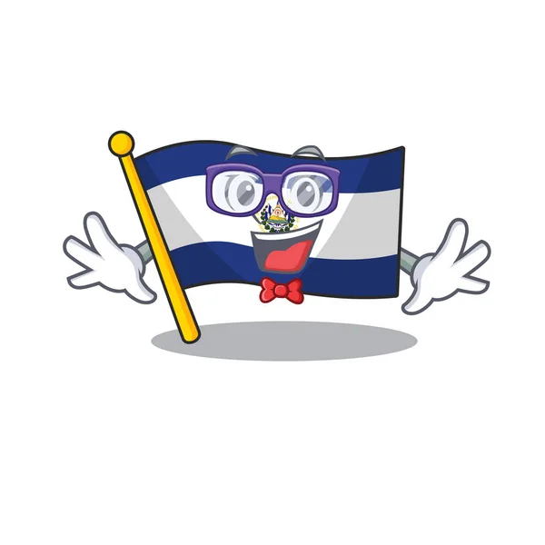 Super Funny Geek flag el salvador Scroll cartoon character design — 스톡 벡터
