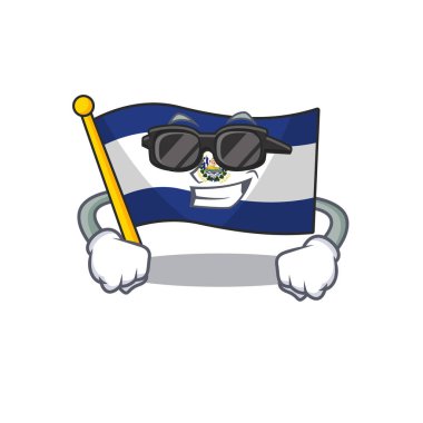 Süper havalı bayrak El Salvador Siyah gözlüklü karakter