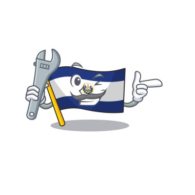 Havalı mekanik bayrak el salvador Çizgi film karakteri tasarımı