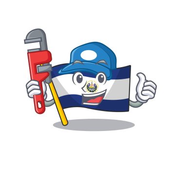 Akıllı Tesisatçı bayrağı El Salvador Çizgi film karakter tasarımı üzerine parşömen