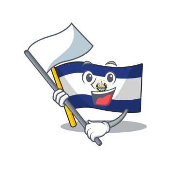 Sevimli bayrak el salvador Çizgi film karakteri tarzı ayakta duran bayrak