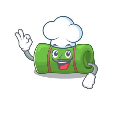 Komik Şef kamp paspası Beyaz şapkalı çizgi film karakteri