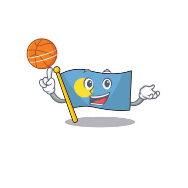 Basketbol oynayan bir bayrak sarayı çizgi film karakteri ikonu