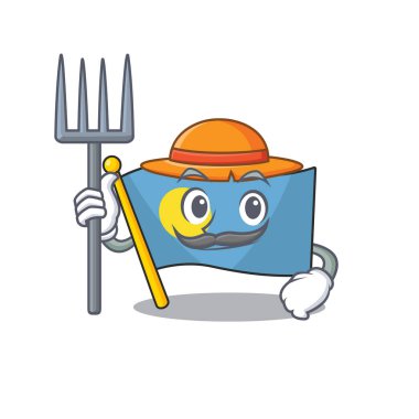 Mutlu Çiftçi bayrağı palau Şapkası ve araçları olan çizgi film karakteri