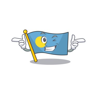 Flag palau maskot çizimi Wink Eye ile