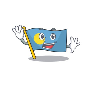 Sevimli gülen bayrak sallayarak palau Çizgi film karakteri tasarımı