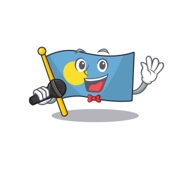 Güzel karikatür. Mikrofonlu saray kuşu.