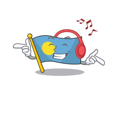 Dinleyen müzik bayrağı palau Scroll maskot karakter tasarımı