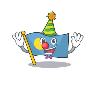 Şirin ve Komik Palyaço bayrağı. Çizgi film karakteri maskot stili.