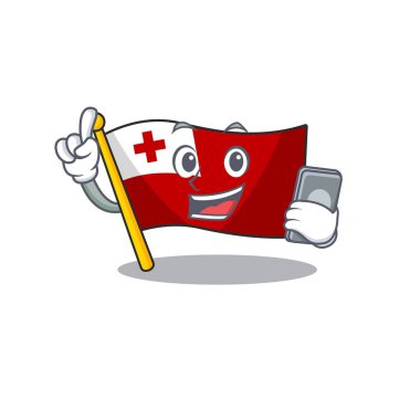 Bayrak Tonga 'nın çizgi film karakteri. Telefonla konuşuyor.