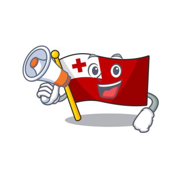 Bir bayraklı tonga resmi Bir megafon tutan parşömen