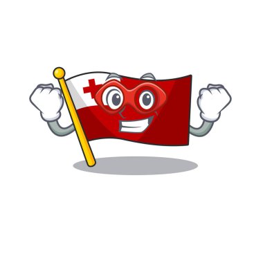 Bayrak Tonga 'nın resmi. Süper kahraman gibi giyinmiş.