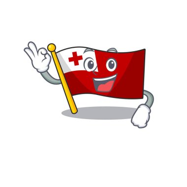 Bayrak tongası Maskot tasarımı Tamam jest yapıyor