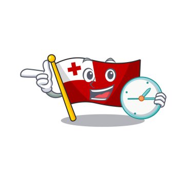 gülümseyen bayrak tonga Saat ile çizgi film karakteri biçimi