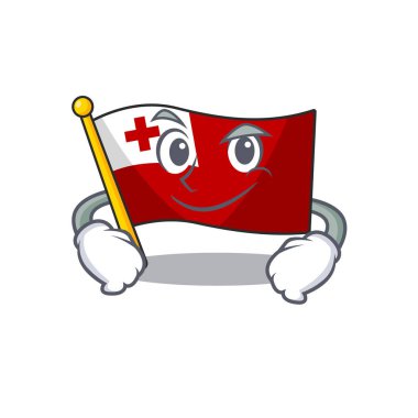 Havalı bayrak tongası, sırıtan yüzlü maskot karakteri.