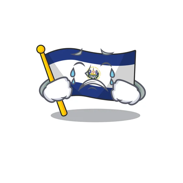 Sad Crying flag el salvador Scroll cartoon character design — 스톡 벡터