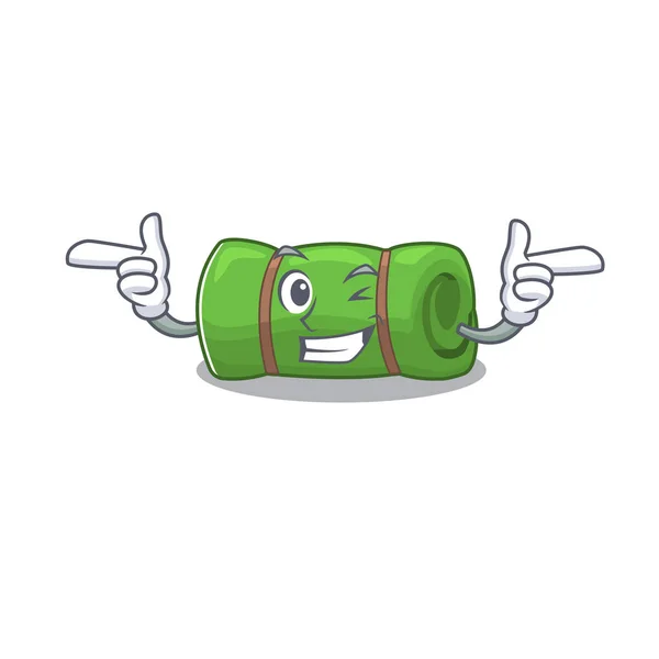 Camping mat Scroll mascot cartoon design with Wink eye — ストックベクタ